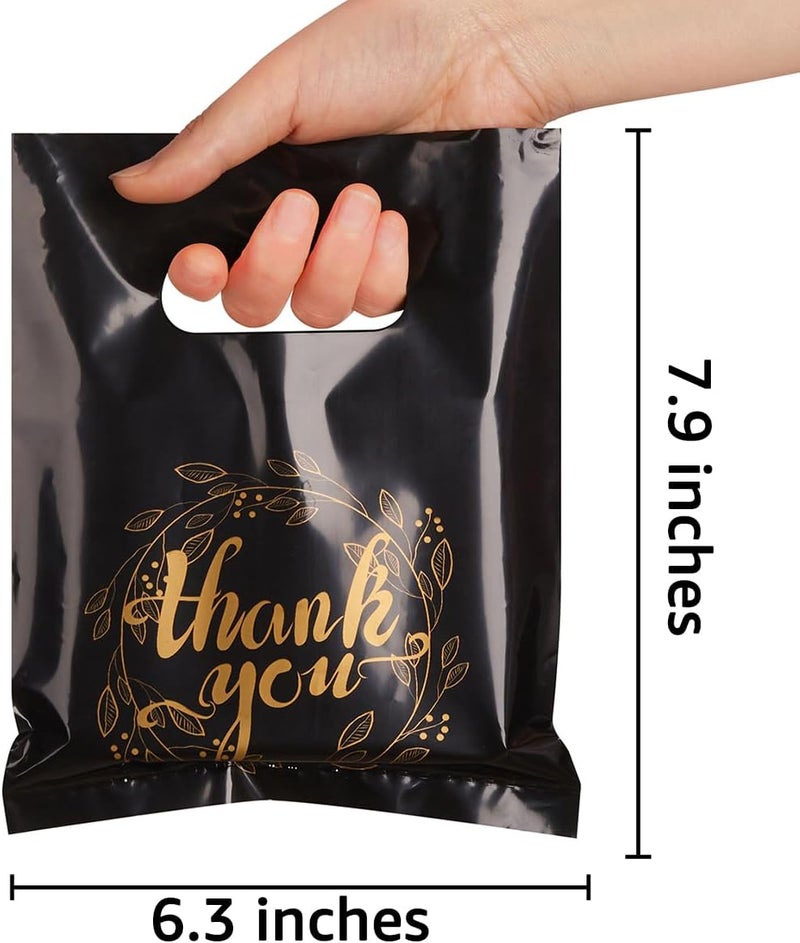 Wishop 100-Piece Black Thank You Gift Bags - Party Favors (6.3x7.9 Inches) - Image 2